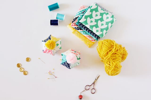 Hexagon Pom Pom Pincushion Tutorial | See Kate Sew