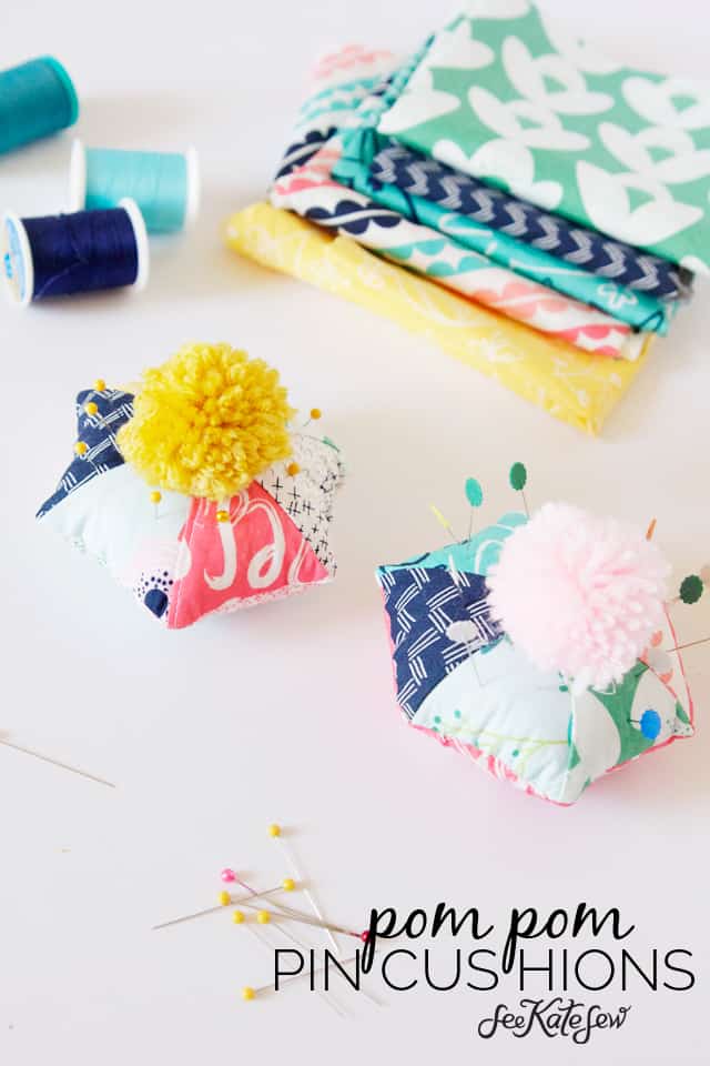 Hexagon Pom Pom Pincushion Tutorial | See Kate Sew