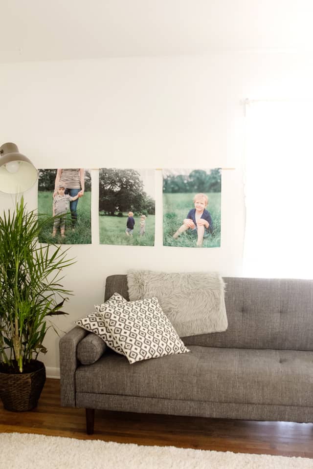 DIY Hanging Canvas Photo Wall