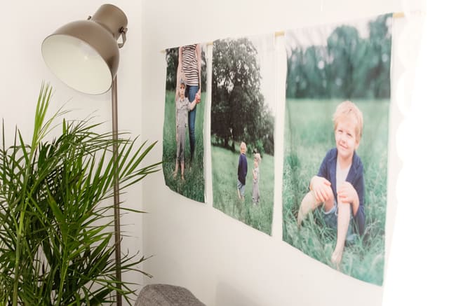 DIY Hanging Canvas Photo Wall