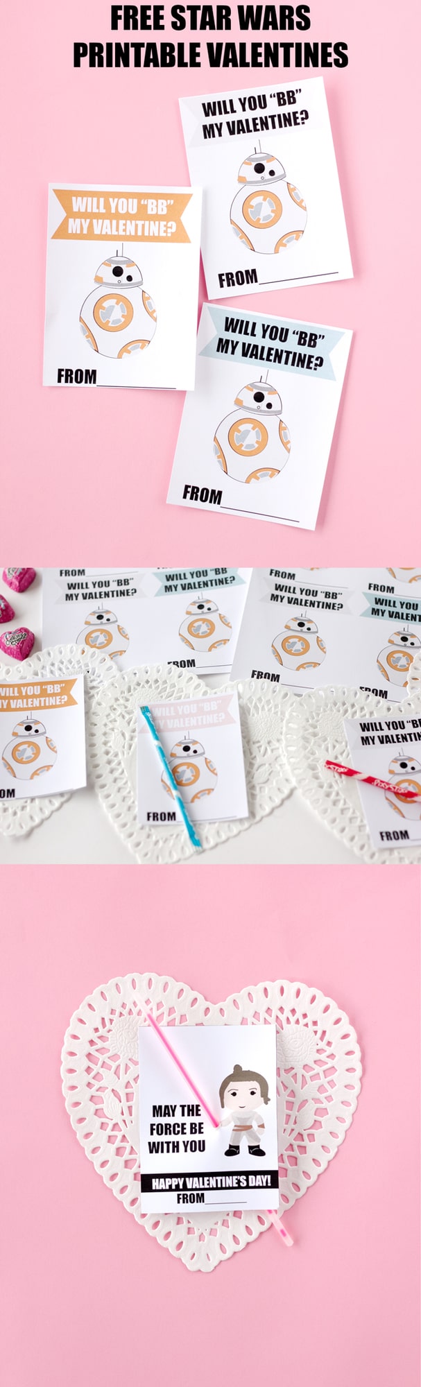 The Force Awakens - Star Wars Valentines | Star Wars themed Valentines | fun Valentines for kids | diy Valentines | homemade Valentines | free valentine printable || See Kate Sew #starwars #diyvalentines #valentinesday