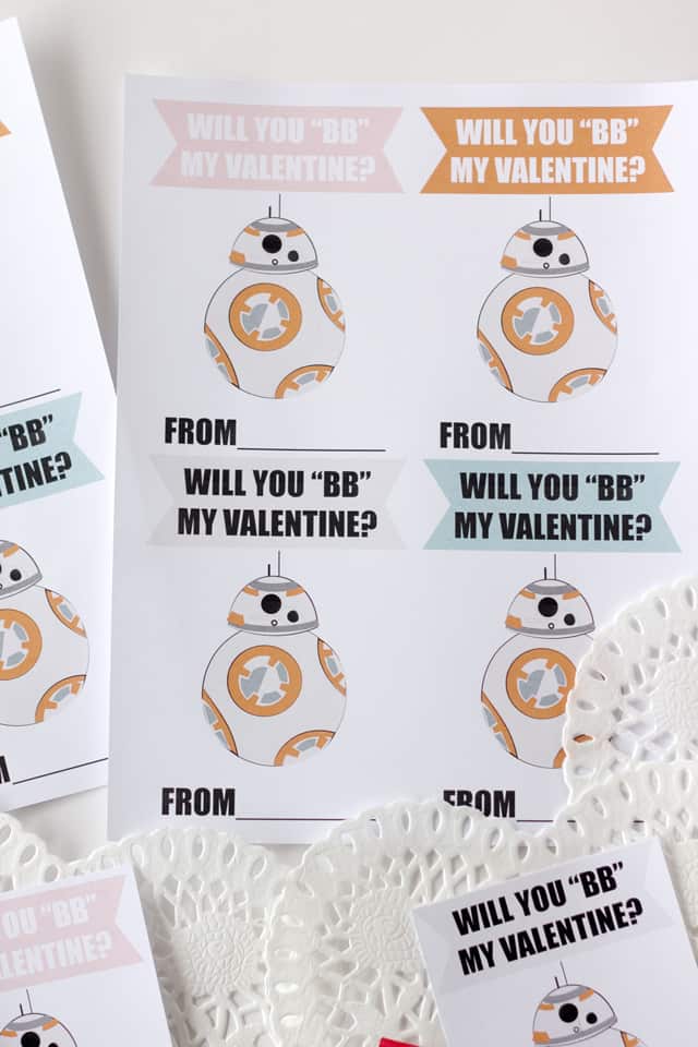 BB8 Valentine Printables "Will you BB my Valentine? | Star Wars themed Valentines | fun Valentines for kids | diy Valentines | homemade Valentines | free valentine printable || See Kate Sew #starwars #diyvalentines #valentinesday