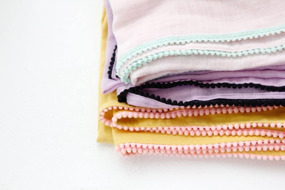 DIY Pom Pom Swaddle Blankets - see kate sew