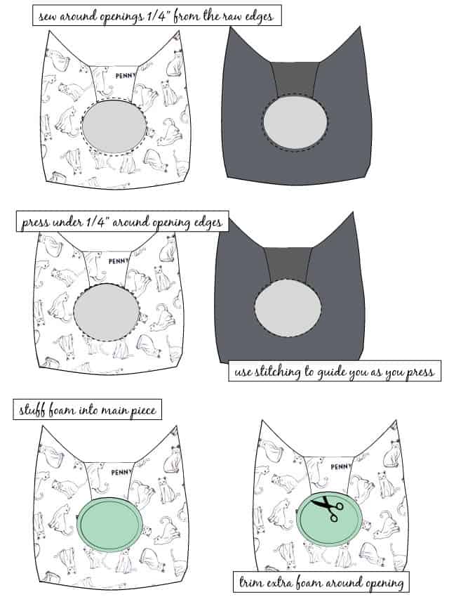 DIY Cat Bed with Free Sewing Pattern | free cat bed sewing pattern | how to make a cat bed | diy cat bed | homemade cat bed || See Kate Sew #diycatbed #sewingpattern #catbed