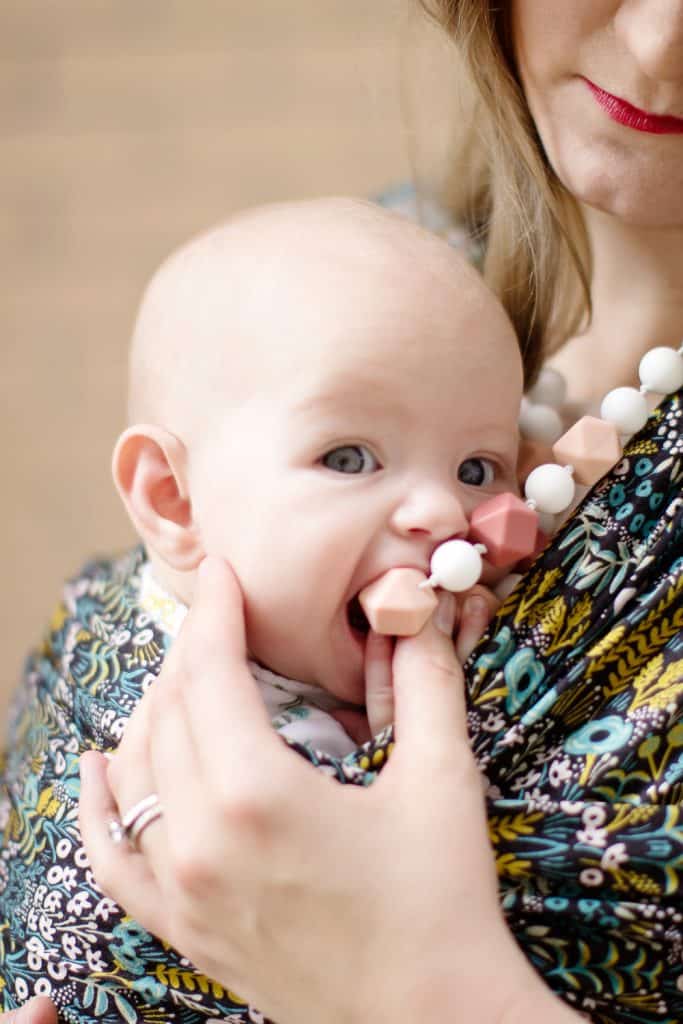 Solly Baby x Rifle Paper Co | DIY teething necklace | how to make a teething necklace | handmade teething necklace | homemade teething necklace | teething necklace tutorial | DIY baby products || See Kate Sew