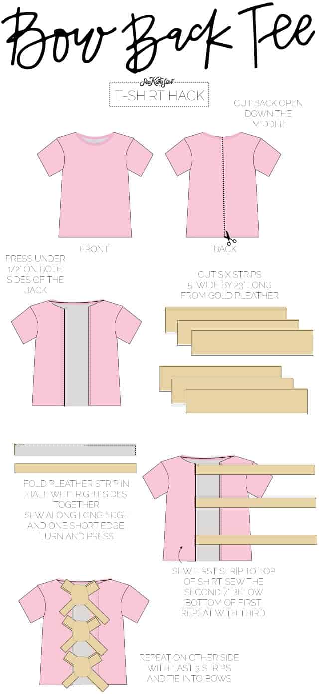 Bow Back Tee Tutorial | 10 Ways to Refashion a Basic Tee | 10 T-Shirt Hacks | t-shirt sewing tips | sewing tips and tricks | easy sewing tutorials | how to re-use an old t-shirt || See Kate Sew #sewingtutorial #tshirthack