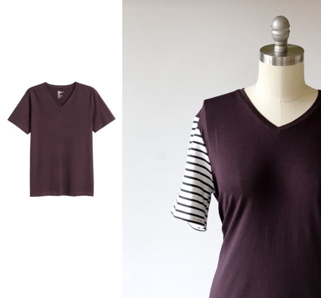 Contrast Sleeve Tutorial | 10 Ways to Refashion a Basic Tee | 10 T-Shirt Hacks | t-shirt sewing tips | sewing tips and tricks | easy sewing tutorials | how to re-use an old t-shirt || See Kate Sew #sewingtutorial #tshirthack