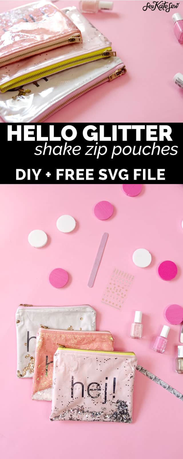 GLITTER SHAKE POUCH | diy makeup bag | diy zippered pouch | cricut projects | diy tips and tricks | diy sewing projects | sewing tips and tricks | sewing tutorials | how to make a zippered pouch || See Kate Sew #diyzipperpouch #diymakeupbag #cricutprojectideas #cricut #seekatesew