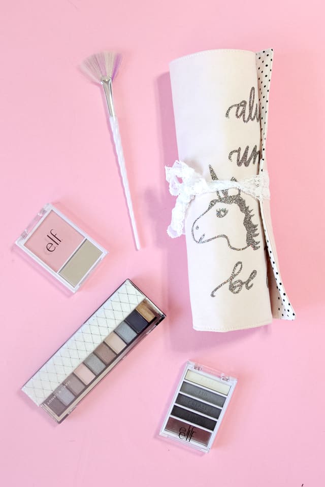 DIY Unicorn Makeup Brush Roll Sewing Tutorial and SVG Cut File | diy cricut projects | diy makeup roll | easy sewing projects | easy sewing tutorials || See Kate Sew #freecutfile #dewingtutorial #diymakeuproll