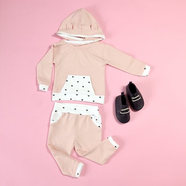 French Terry Baby Hoodie + Track Pants Pattern | diy baby clothing | handmade baby clothing | handmade kids clothes | sewing kids clothing | sewing tips and tricks | sewing tutorials | how to sew a baby hoodie | baby hoodie and pants outfit || see kate sew #sewingtips #sewingtututorial #diybabyclothing