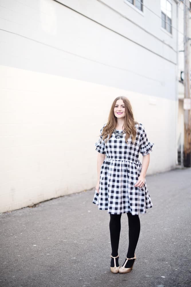 Black white clearance buffalo check dress