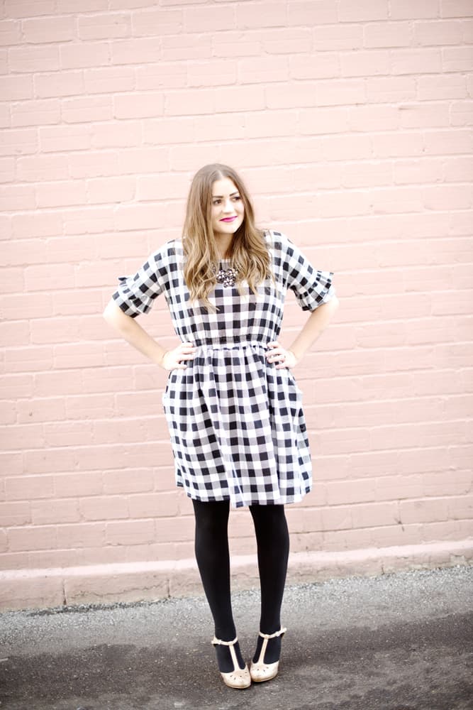 Black and white outlet buffalo plaid dress