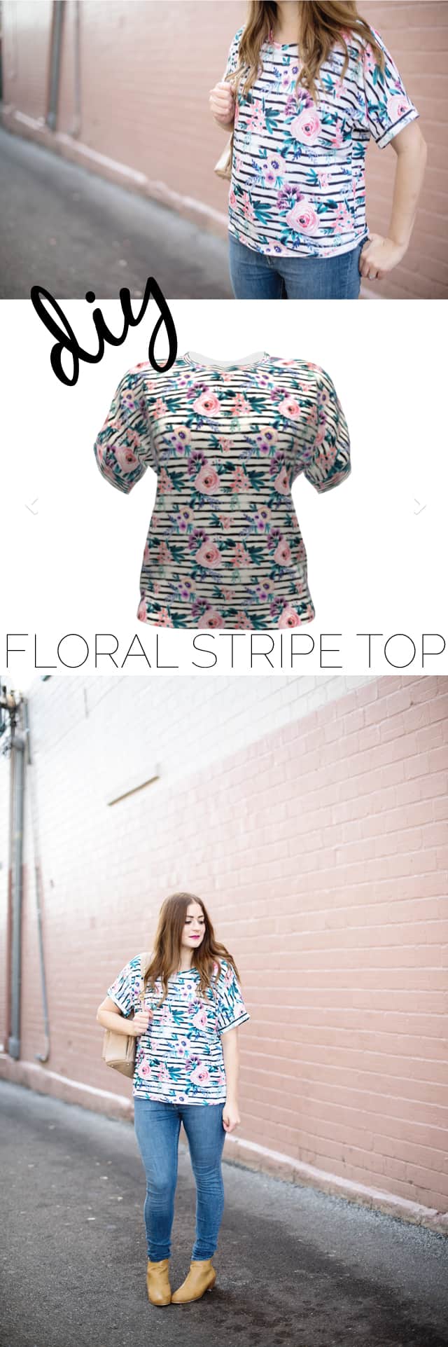 Dreamer Top with Sprout Patterns | DIY Floral Striped Top | diy clothing | handmade clothing | sewing tips and tricks | sewing patterns | sewing tutorials || See Kate Sew #sewingpatterns #floralstripedtop #diyclothing
