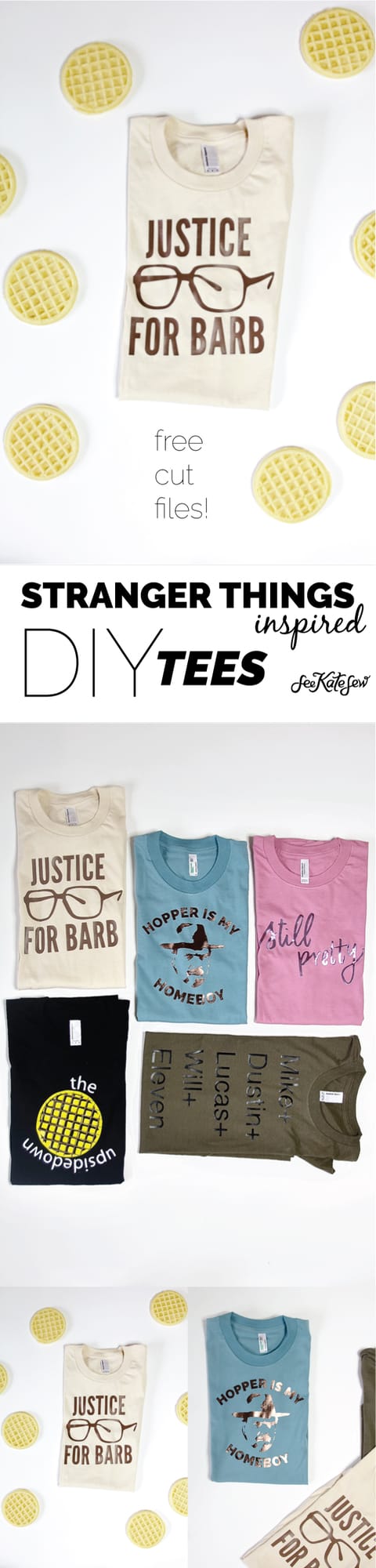 Stranger Things Inspired Tees + cut files | Stranger Things Inspired DIY Tees | stranger things tees | diy tshirt ideas | fun tshirt designs | DIY tshirt ideas | stranger things shirt | free cut files || See Kate Sew #diytshirt #strangerthings #funtee 