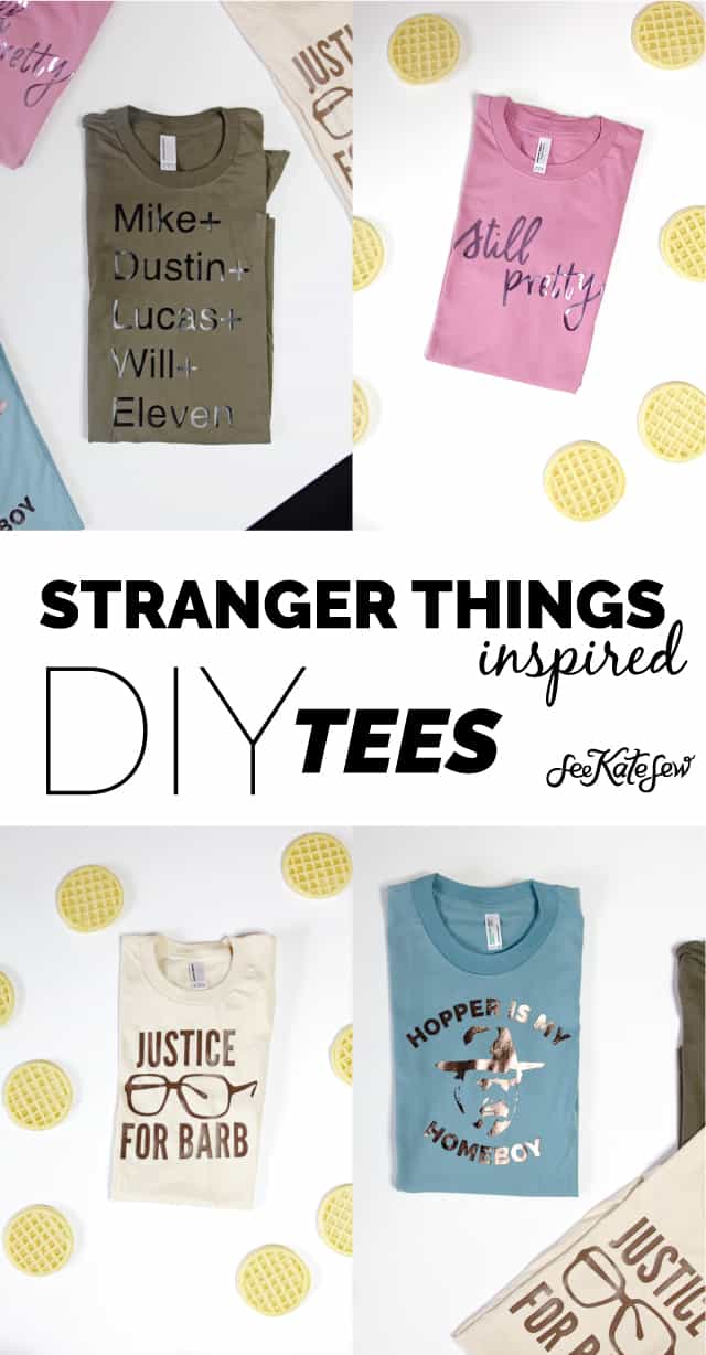 Stranger Things Inspired DIY Tees | stranger things tees | diy tshirt ideas | fun tshirt designs | DIY tshirt ideas | stranger things shirt || See Kate Sew #diytshirt #strangerthings #funtee 