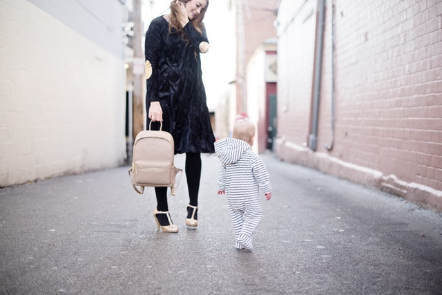 NYE black velvet + gold pleather dress