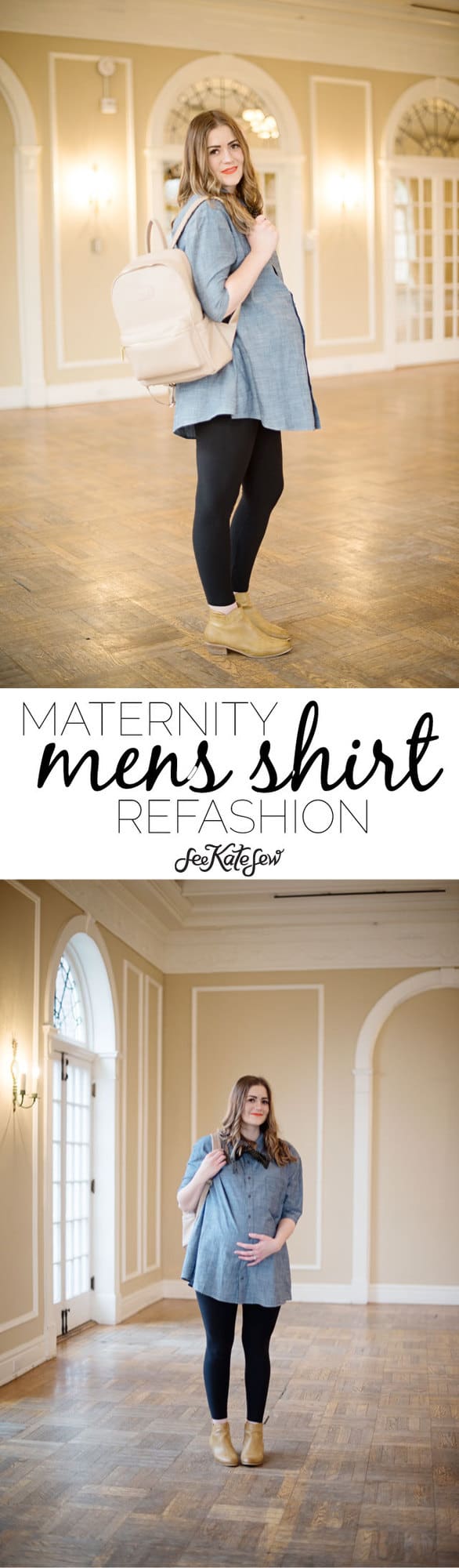 Men's Shirt Maternity Refashion with Ryla Pack! | how to refashion a men's shirt | easy diy maternity shirt | maternity refashion sewing patterns | pregnancy refashion | maternity shirt tutorials || see Kate sew #maternityrefashion #shirtrefashion #diymaternity