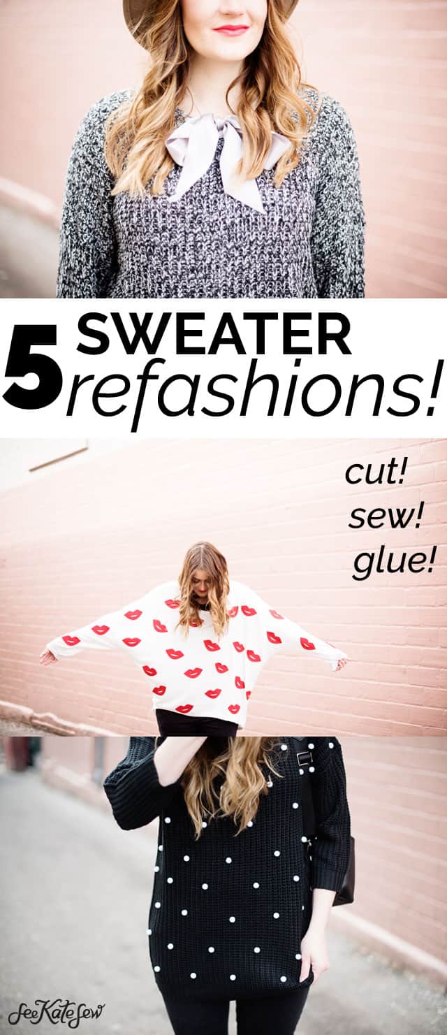 5 Sweater Refashions for Beginners! | how to refashion a sweater | sweater refashion ideas | sewing tips and tricks | diy clothing tutorials || see Kate sew #sweaterrefashion #diyclothing #sewingtutorials