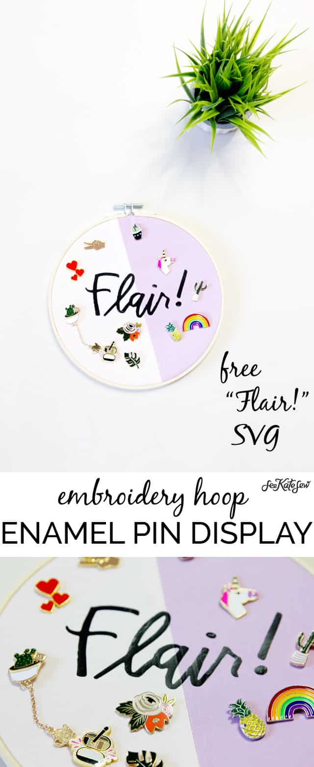 Fabric Flair Embroidery Hoop and Enamel Pin Display | diy embroidery hoop | embroidery hoop ideas | embroidery hoop craft | cricut tutorials | cricut craft ideas || see Kate sew #cricut #embroideryhoop #cricuttutorial