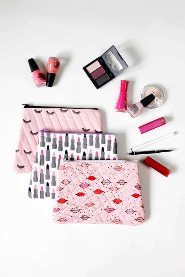 Quilted Cosmetic Case Kiss Me Kate | DIY Cosmetic Case | Makeup Bag Tutorial | Quilted Cosmetic Case | Quilted Makeup Bag | DIY Makeup Bag | Sewing Tutorial | Kiss Me Kate Fabric | Makeup Bag || See Kate Sew #quiltedmakeupbag #diymakeupbag #diycosmeticcase #cosmeticcasetutorial #makeupbagtutorial #kissmekatefabric #seekatesew