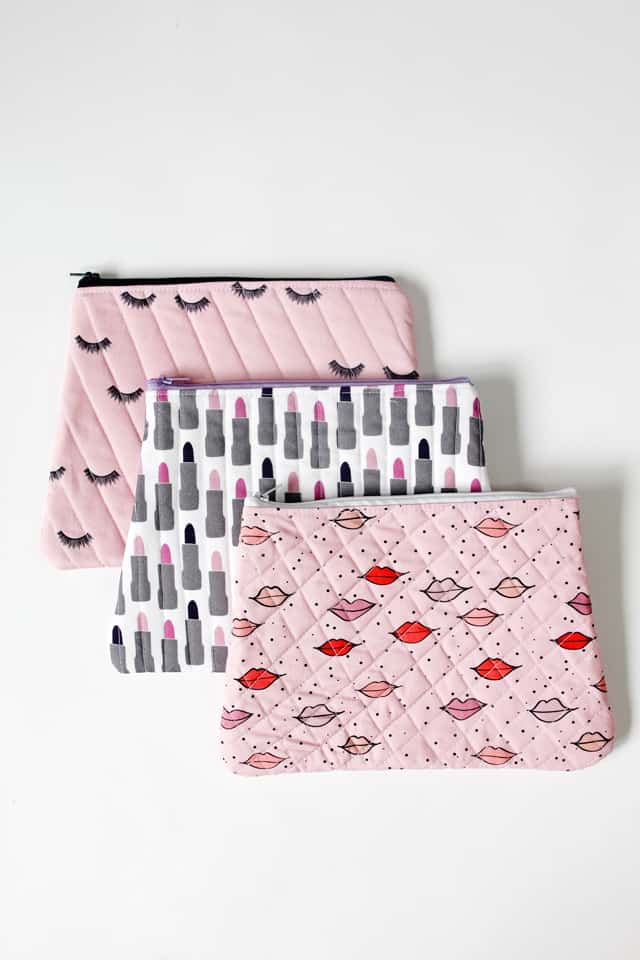 Quilted Cosmetic Case Kiss Me Kate | DIY Cosmetic Case | Makeup Bag Tutorial | Quilted Cosmetic Case | Quilted Makeup Bag | DIY Makeup Bag | Sewing Tutorial | Kiss Me Kate Fabric | Makeup Bag || See Kate Sew #quiltedmakeupbag #diymakeupbag #diycosmeticcase #cosmeticcasetutorial #makeupbagtutorial #kissmekatefabric #seekatesew