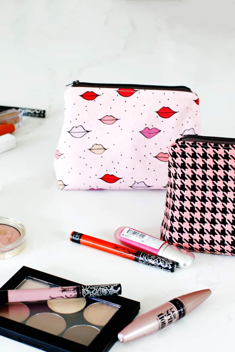 DIY zippered pouch tutorial flat bottom + Makeup Faves - see kate sew