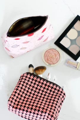 DIY zippered pouch tutorial flat bottom + Makeup Faves - see kate sew