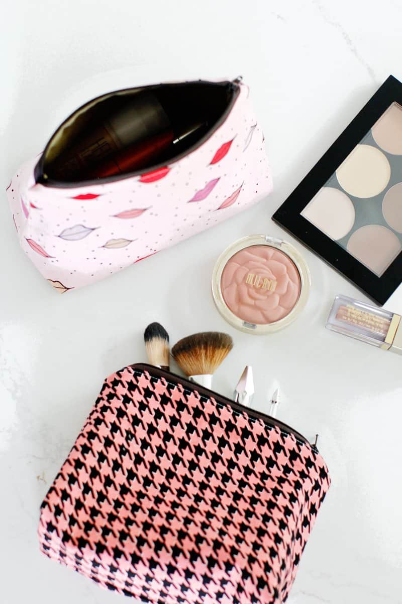 DIY zippered pouch tutorial flat bottom Makeup Faves see kate sew