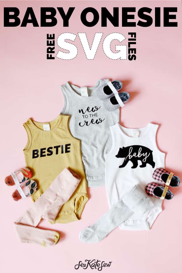 Download "New to the Crew" + "Bestie" Baby Onesie SVG file downloads - see kate sew