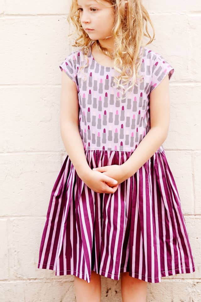 Lipstick Dress Tutorial | Zippy Top Dress Pattern Hack | DIY Girls Dress | DIY Kids Clothes | DIY High-Low Hem Dress | Quick DIY Dress for Girls | One Hour DIY Dress for Girls | Girls Dress Tutorial | Dress Pattern Hack || See Kate Sew #diygirlsdress #sewingtutorial #zippytoppattern #sewinghacks #kissmekatefabric #seekatesew