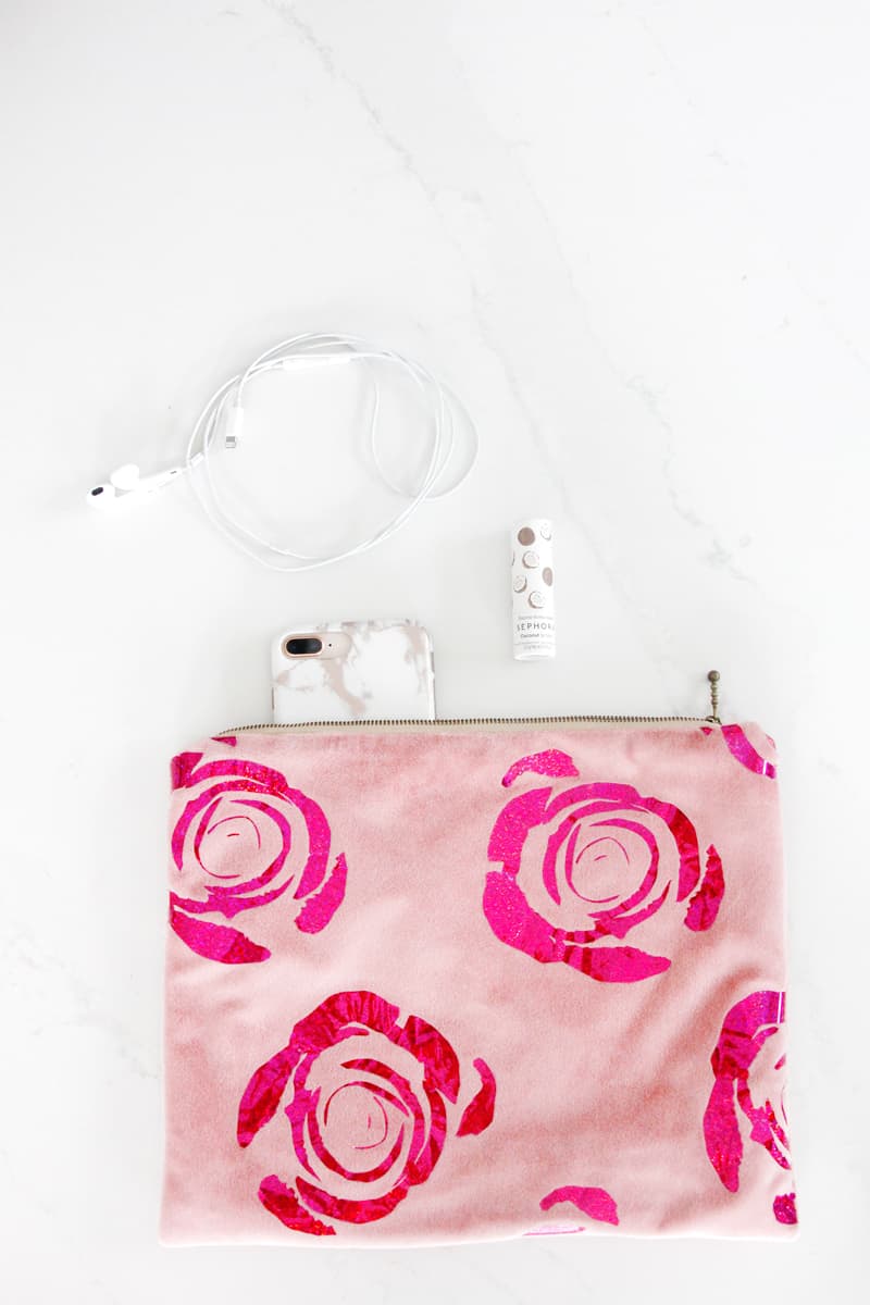 Velvet discount zipper pouch