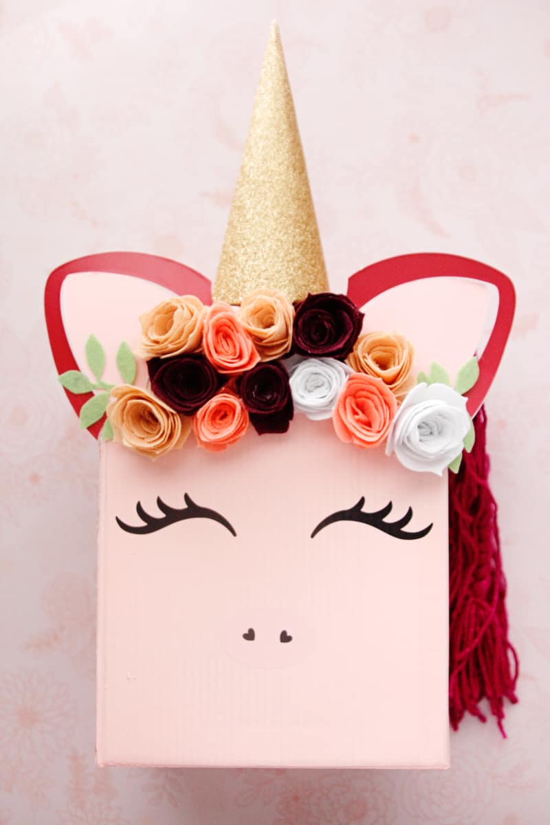 DIY Unicorn Valentine Box + Hair Bow Valentines with Cricut - see kate sew