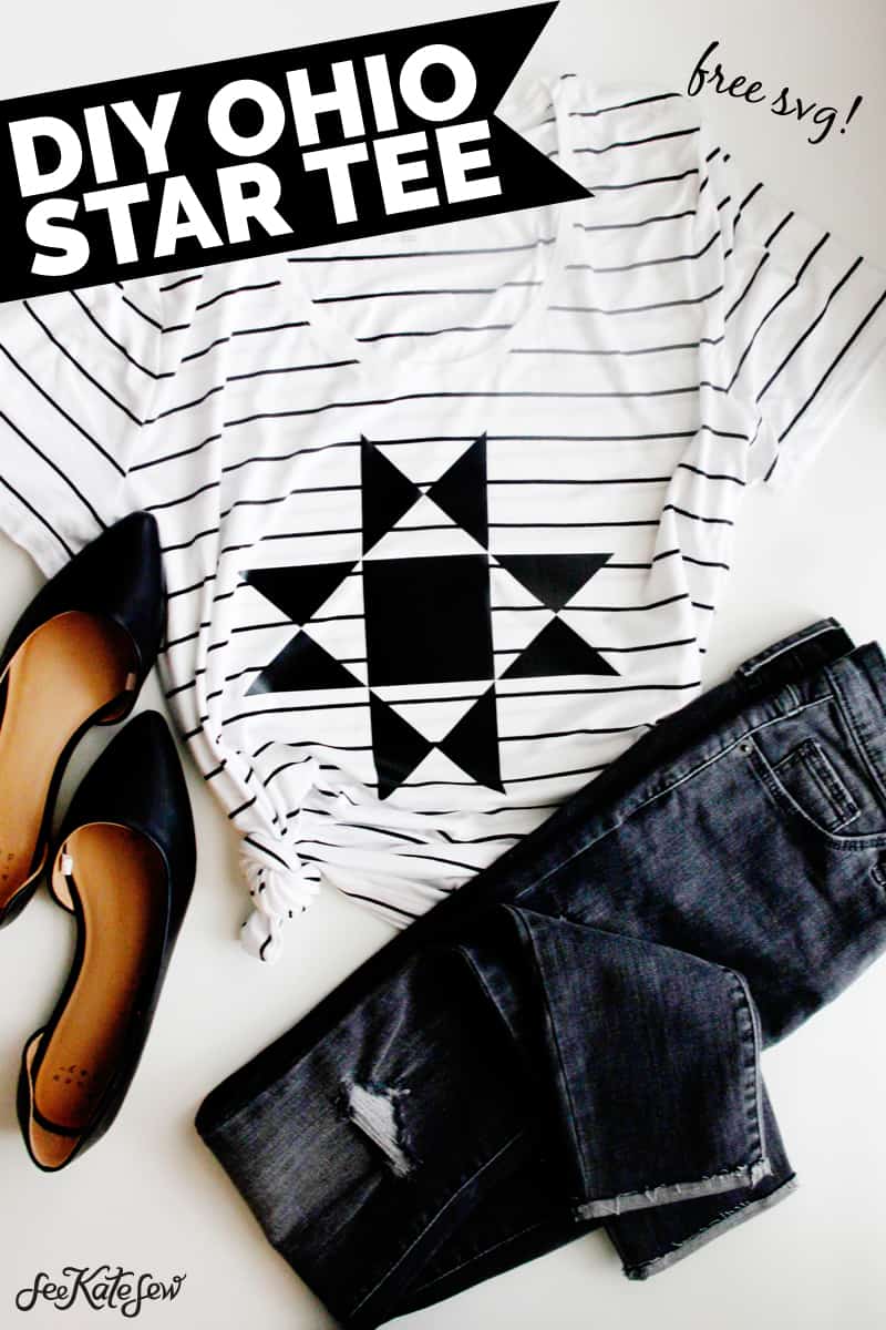 DIY Ohio Star Tee | Free Ohio Star SVG | Ohio Star Tee | DIY Tee | DIY Shirt | Ohio Star Design using Cricut EasyPress 2 | See Kate Sew #cricut #easypress2 #seekatesew