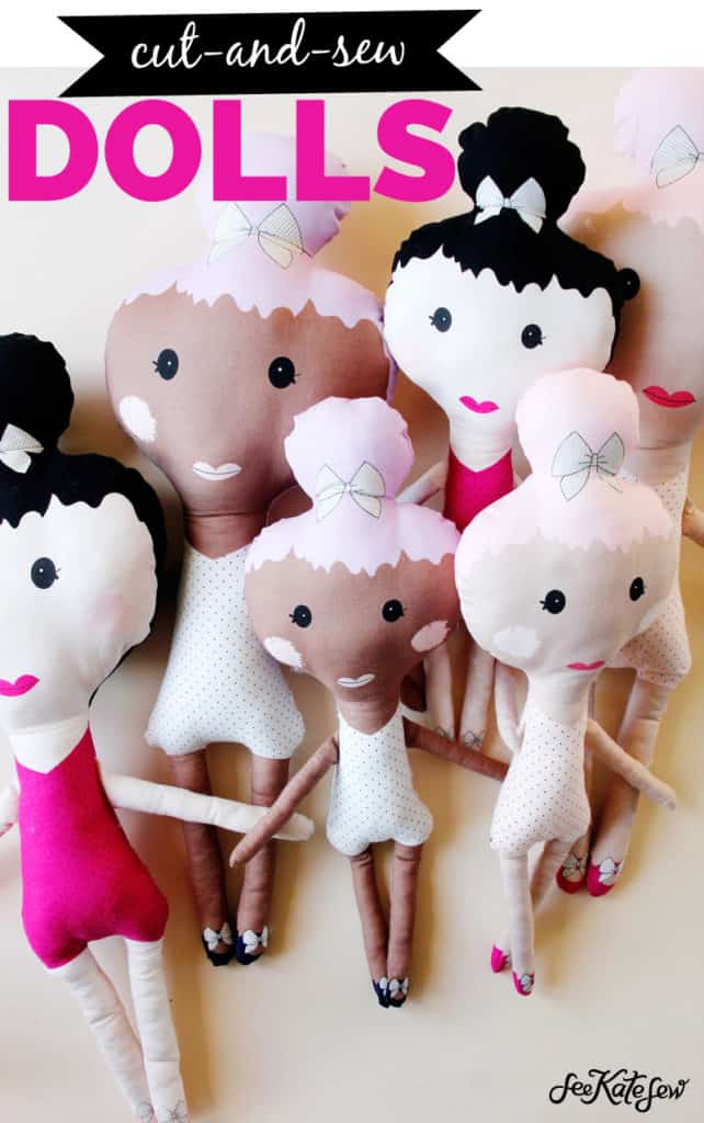 Cut-and-Sew Dolls are so easy using Riley Blake's new top knot doll panels. So quick and fun, you will want to make them over and over! || See Kate Sew #rileyblake #dollpanels #seekatesew 