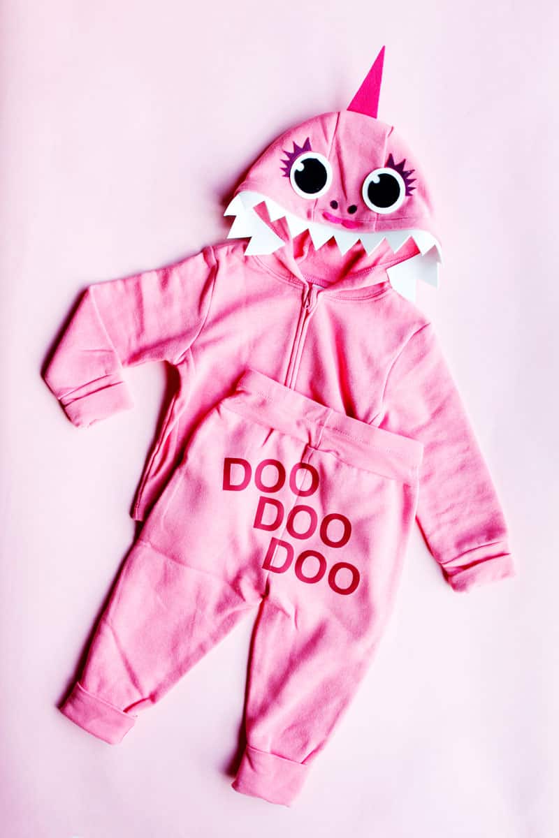 Pink DIY baby shark costume with a hoodie - see kate sew