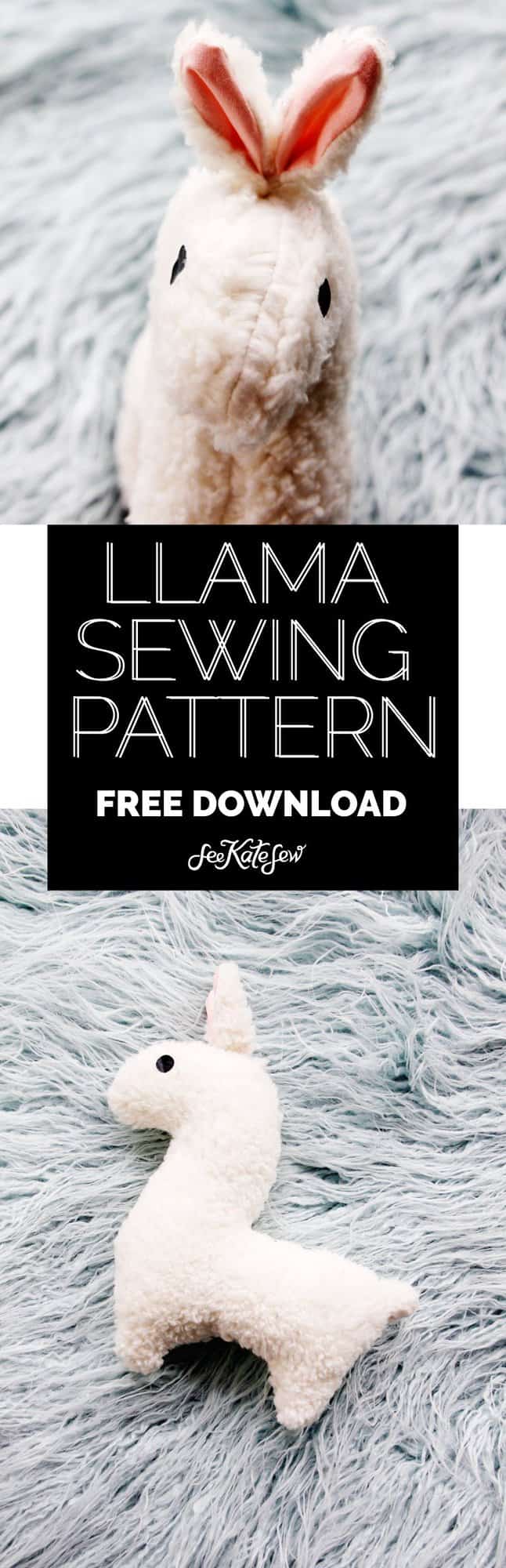 FREE stuffed llama sewing pattern