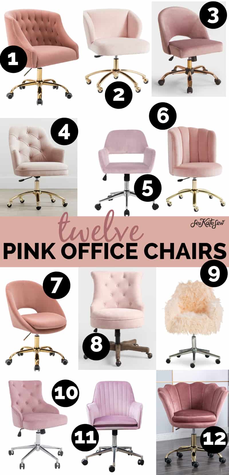 12 Pink Rolling Office Chairs for your Sewing Room! - see kate sew