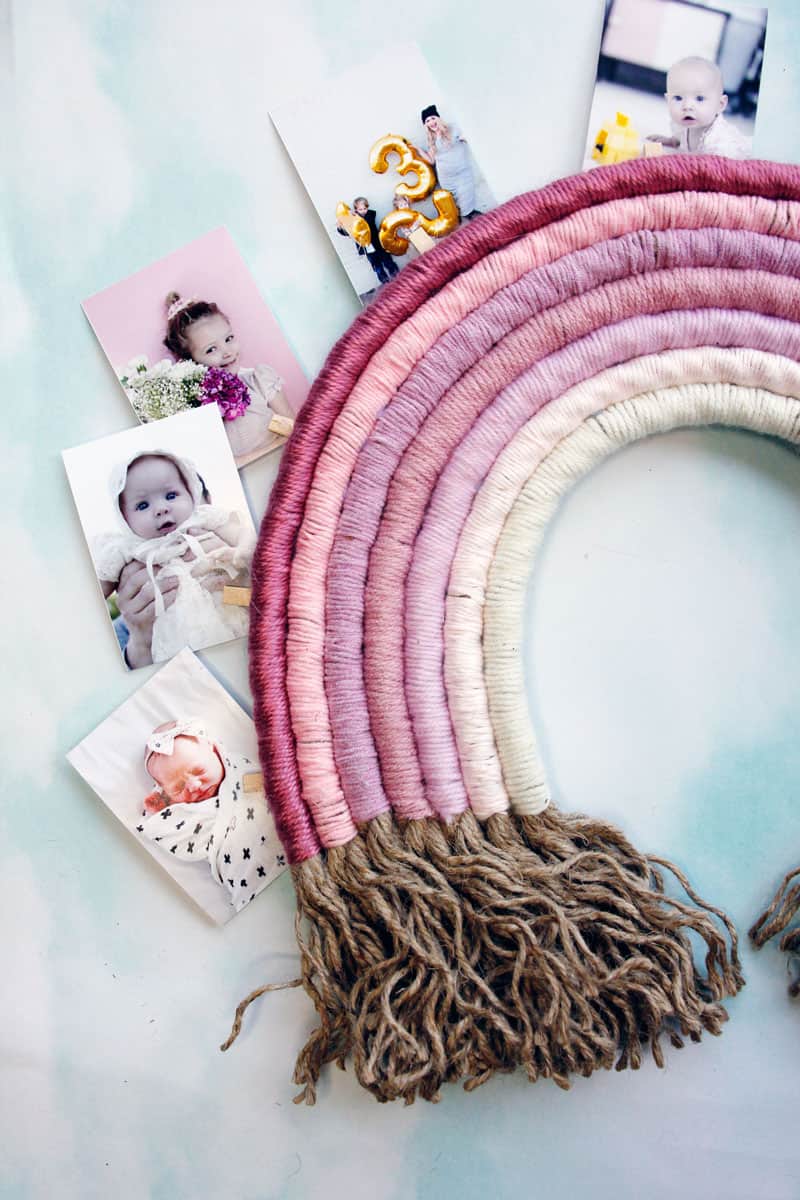 Rainbow Yarn Photo Holder | Easy Wall Decor