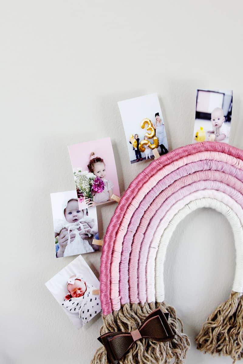 Rainbow Yarn Photo Holder | Easy Wall Decor