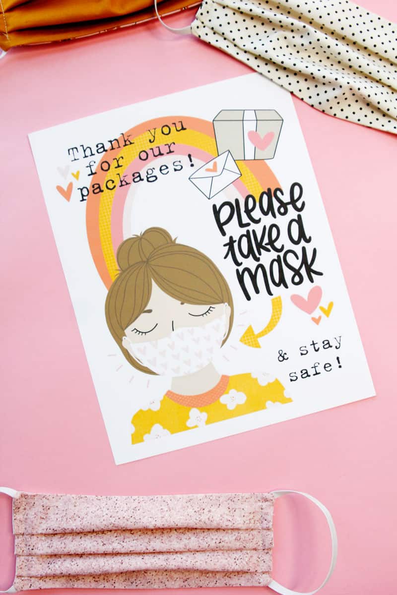 Thank you for Delivering our Packages - Take a Mask Printable