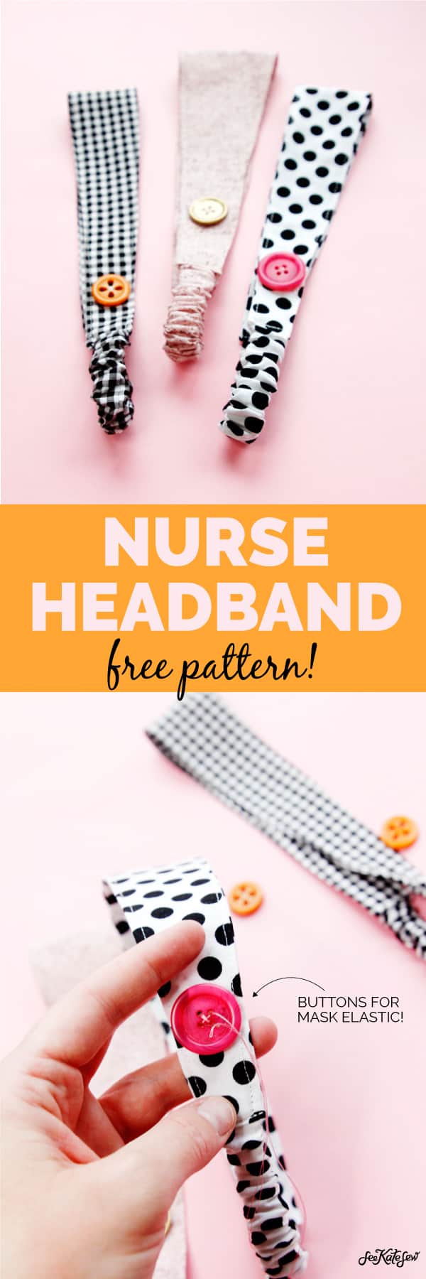 Nurse Headband with Button | Sewing Headband Pattern | Button Headband