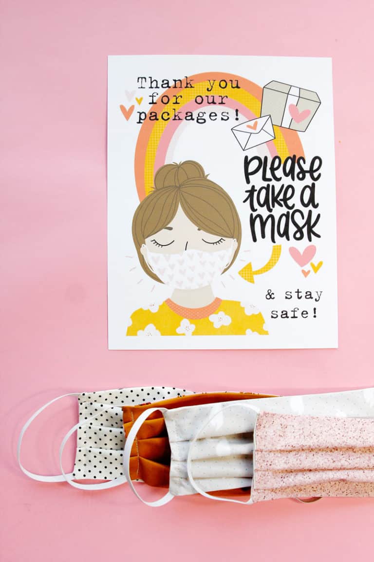 Thank you for Delivering our Packages Take a Mask Printable see