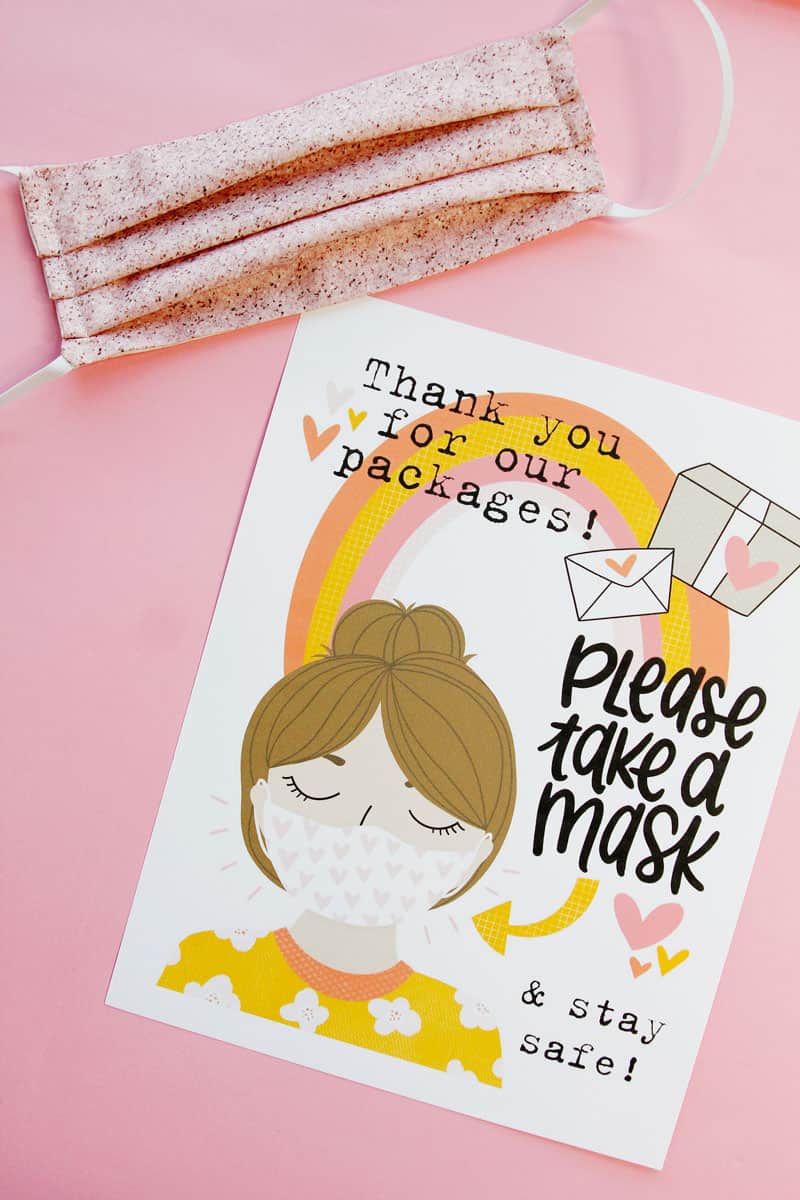 Thank you for Delivering our Packages - Take a Mask Printable
