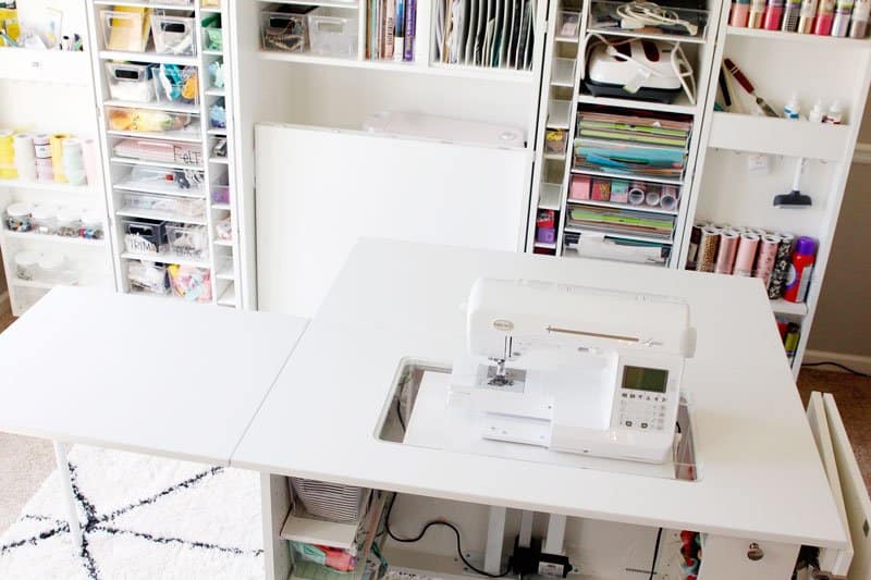 Sewing Table with Recessed Machine Shelf