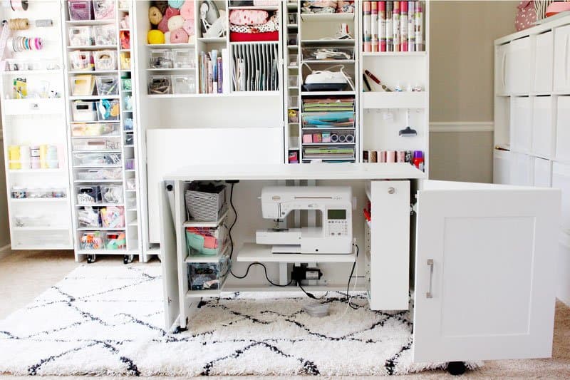 sewing cabinet with storage