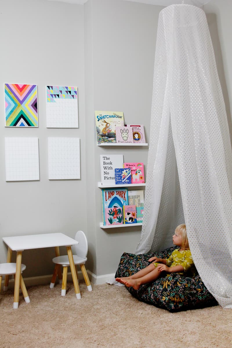 Floor pillow for outlet reading nook