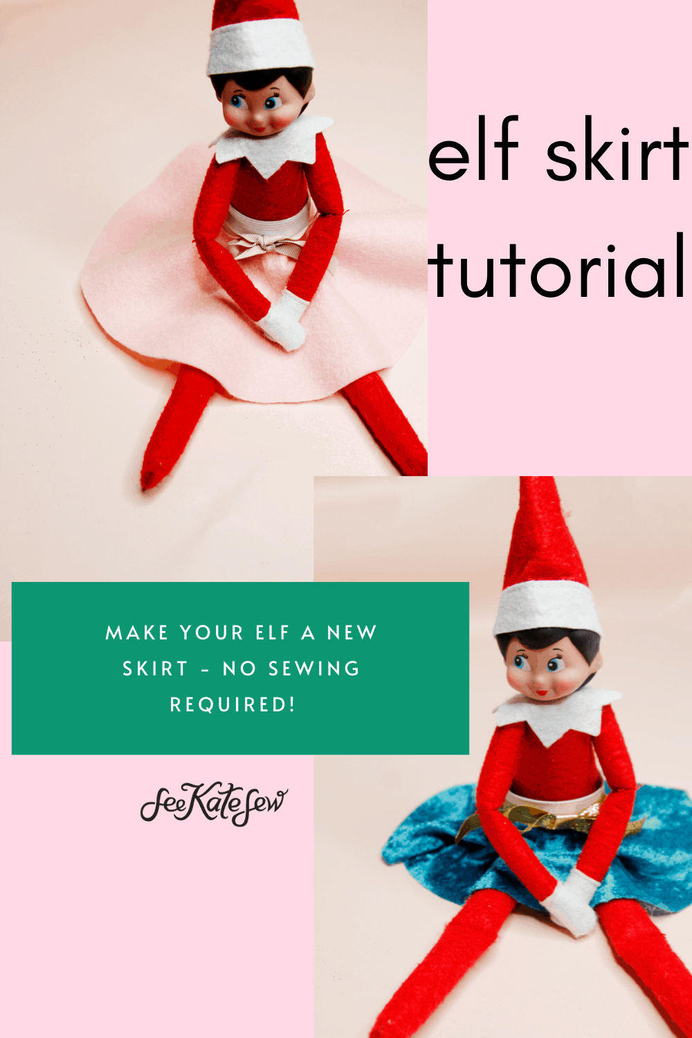 skirt pattern for elf on the shelf - no sew - see kate sew