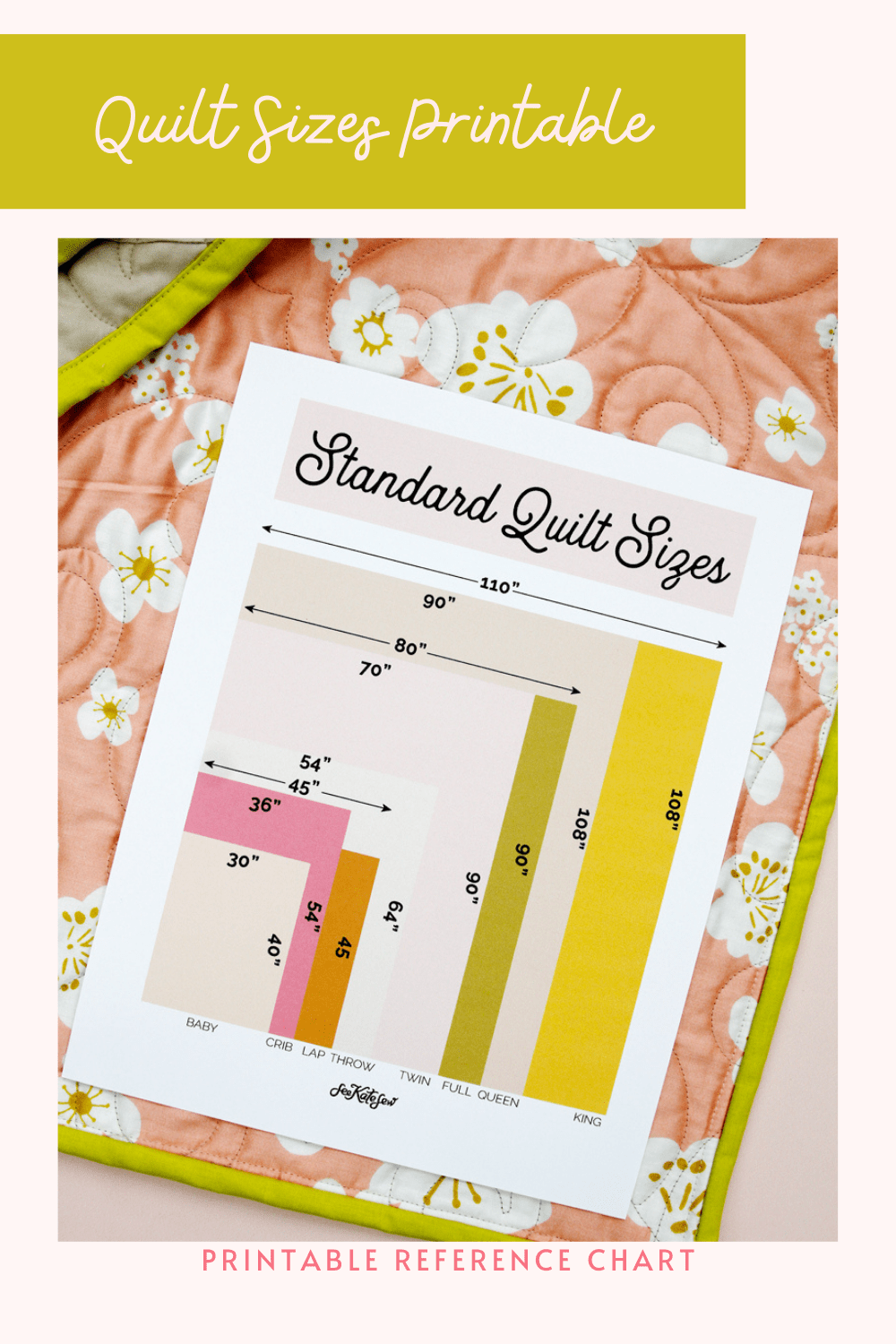 standard quilt sizes chart and printable see kate sew