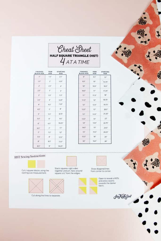 How to Make Half Square Triangles + HST Cheat Sheets see kate sew
