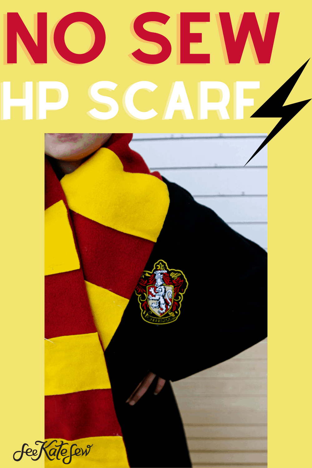 Harry Potter Scarf Pattern - No Sew Gryffindor Scarf - see kate sew